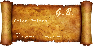 Geier Britta névjegykártya